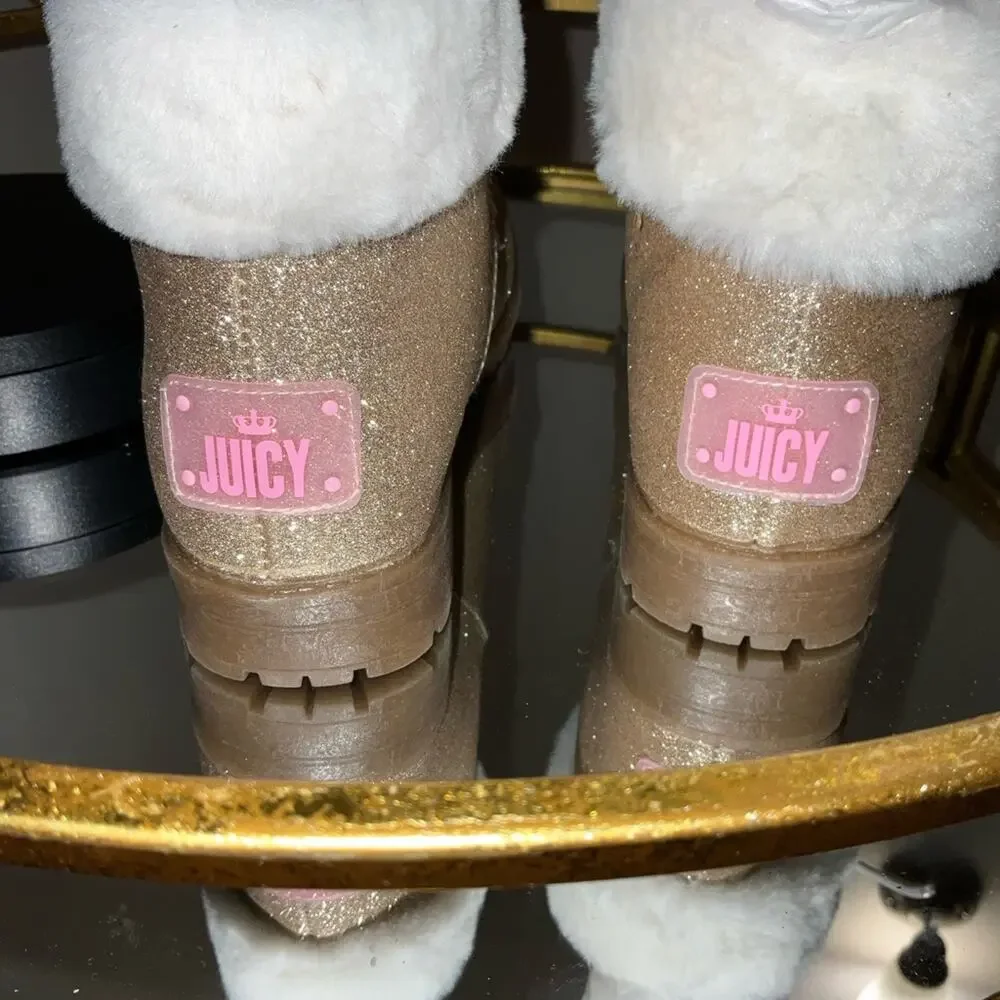 Juicy Couture Castro Valley Gold Glitter Hiker Boot NWT Girls 4 Coquette Y2K